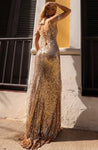 #Q1389-SQN Gold Sequins corset Gown