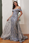 #J836 Lace Gown with Overskirt