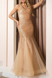 #7420-98 Gold Sequin Mermaid Gown