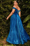 #CD210C Metallic Blue Ball Gown