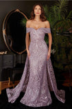 #J836 Lace Gown with Overskirt