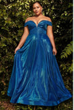 #CD210C Metallic Blue Ball Gown