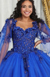 3D Floral Applique Glitter/Sequin Quinceanera Ball Gown. Jewel Detail, Corset/Zipper Closure Gown