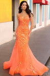 #Q1390-01-19 Neon Orange Gown