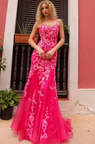 #Q1390-01-19 Neon Pink Gown