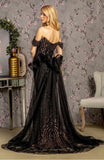 #GL3496 Black Sequin Drape Gown