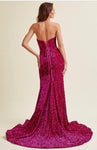 #21-SP84050-SQN Strapless Sweetheart Top Sequin Sheath Dress