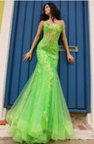 #Q1390-01-19 Neon Green Gown
