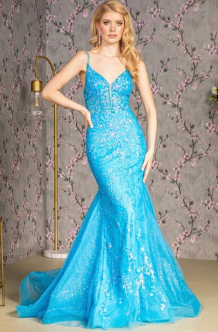 #433-220 Electric Blue Sequins Gown