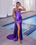 #Cd340 SATIN PLEATED GOWN WITH EMBELLISHMENT