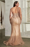 #CD845C Gold Rhinestone Gown