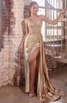 #CDS440 Satin rhinestone corset gown