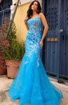 #Q1390-01-19 Neon Blue Gown