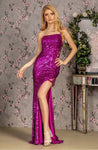 #GL3285 Fuchsia Sequins Gown