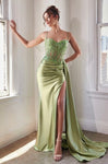 #CD868 Satin Corset Fitted Gown