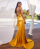 #Cd340 SATIN PLEATED GOWN WITH EMBELLISHMENT