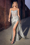 #CD868 Satin Corset Fitted Gown