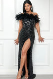 “That girl” feather sequins gown